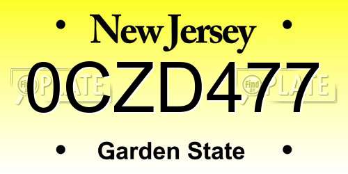 0CZD477 New Jersey License Plate