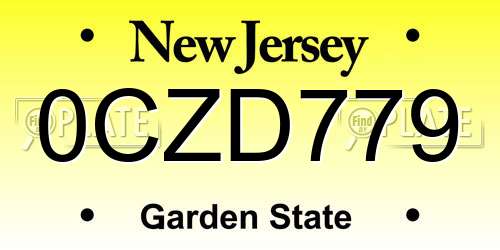 0CZD779 New Jersey License Plate
