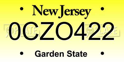 0CZO422 New Jersey License Plate