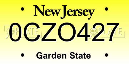 0CZO427 New Jersey License Plate