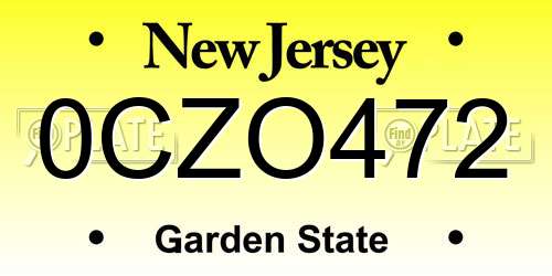 0CZO472 New Jersey License Plate