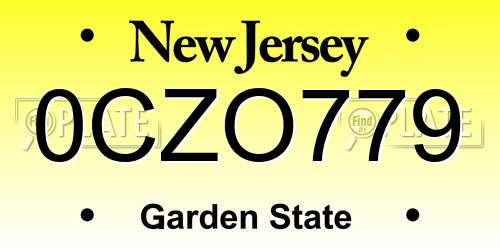0CZO779 New Jersey License Plate
