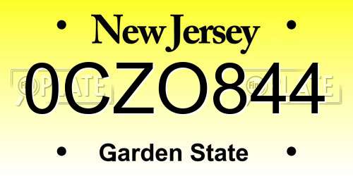 0CZO844 New Jersey License Plate