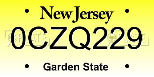 0CZQ229 New Jersey License Plate