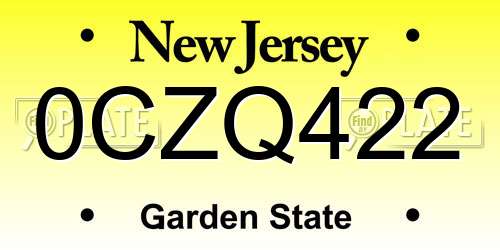 0CZQ422 New Jersey License Plate