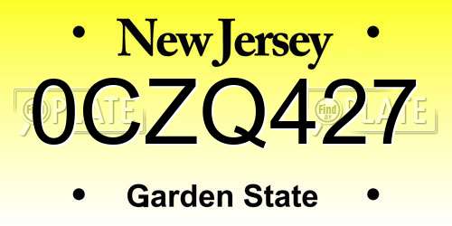 0CZQ427 New Jersey License Plate