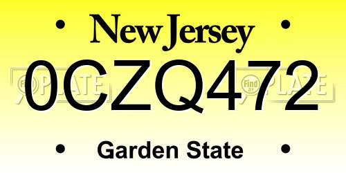 0CZQ472 New Jersey License Plate
