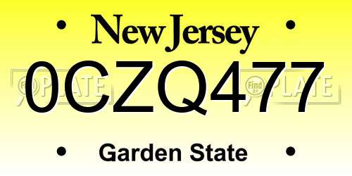 0CZQ477 New Jersey License Plate