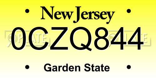 0CZQ844 New Jersey License Plate