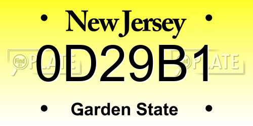 0D29B1 New Jersey License Plate