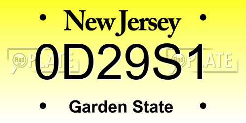 0D29S1 New Jersey License Plate