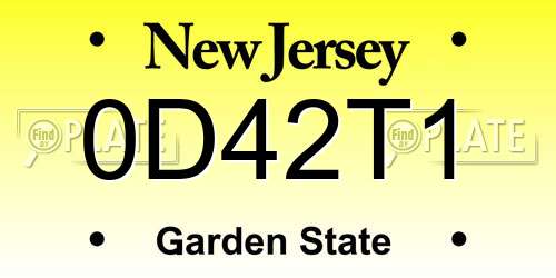 0D42T1 New Jersey License Plate