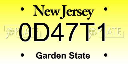 0D47T1 New Jersey License Plate
