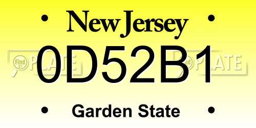 0D52B1 New Jersey License Plate