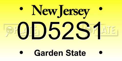 0D52S1 New Jersey License Plate
