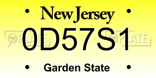 0D57S1 New Jersey License Plate