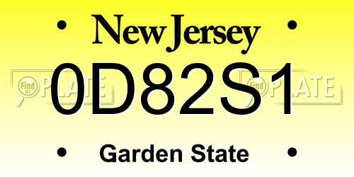0D82S1 New Jersey License Plate
