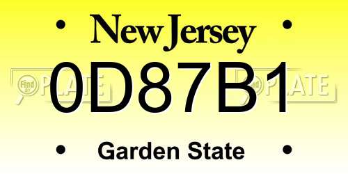 0D87B1 New Jersey License Plate