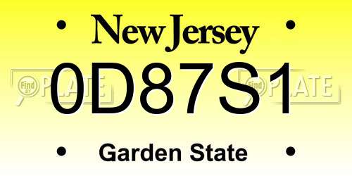 0D87S1 New Jersey License Plate