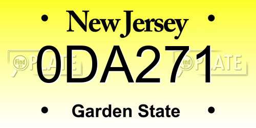 0DA271 New Jersey License Plate