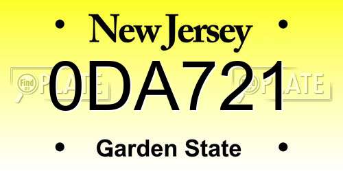 0DA721 New Jersey License Plate