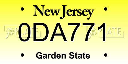 0DA771 New Jersey License Plate