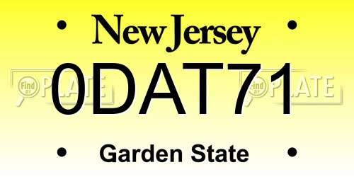 0DAT71 New Jersey License Plate
