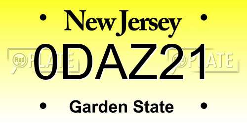 0DAZ21 New Jersey License Plate