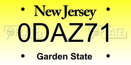 0DAZ71 New Jersey License Plate