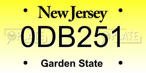 0DB251 New Jersey License Plate