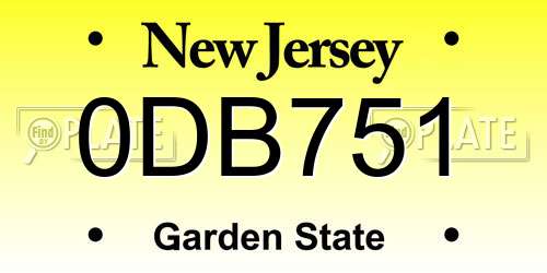 0DB751 New Jersey License Plate