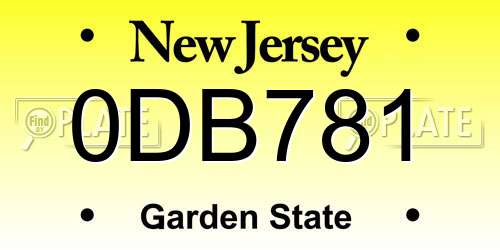 0DB781 New Jersey License Plate