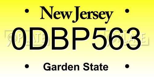 0DBP563 New Jersey License Plate