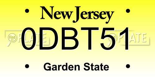 0DBT51 New Jersey License Plate