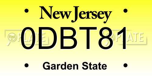 0DBT81 New Jersey License Plate