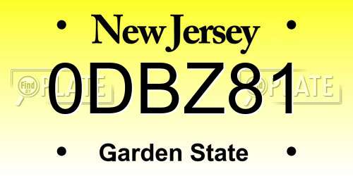 0DBZ81 New Jersey License Plate
