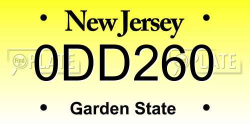 0DD260 New Jersey License Plate
