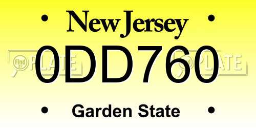 0DD760 New Jersey License Plate