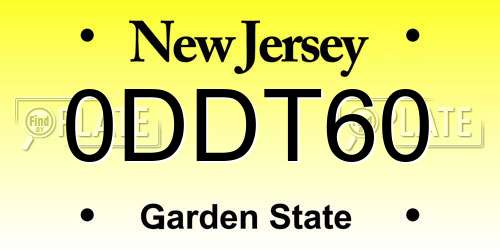 0DDT60 New Jersey License Plate