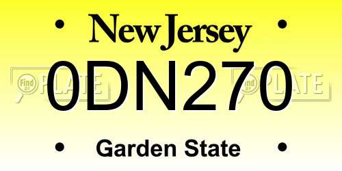 0DN270 New Jersey License Plate