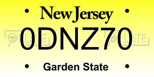 0DNZ70 New Jersey License Plate
