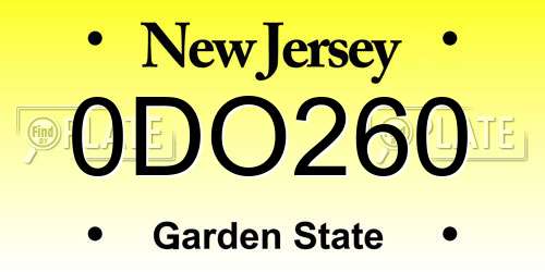 0DO260 New Jersey License Plate