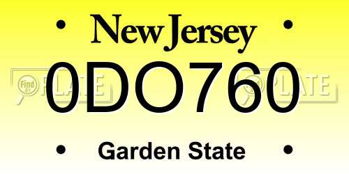 0DO760 New Jersey License Plate