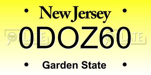 0DOZ60 New Jersey License Plate