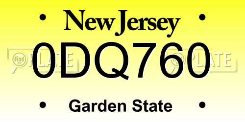 0DQ760 New Jersey License Plate
