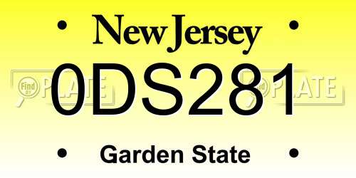 0DS281 New Jersey License Plate