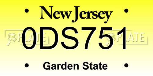 0DS751 New Jersey License Plate