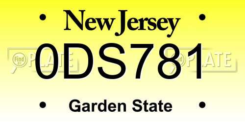 0DS781 New Jersey License Plate