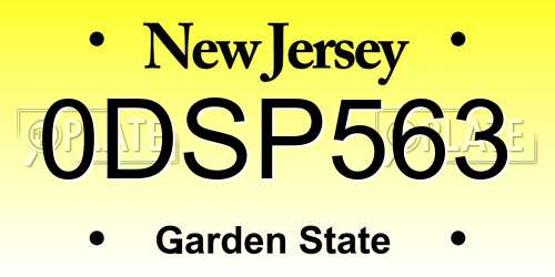 0DSP563 New Jersey License Plate