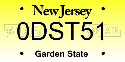 0DST51 New Jersey License Plate